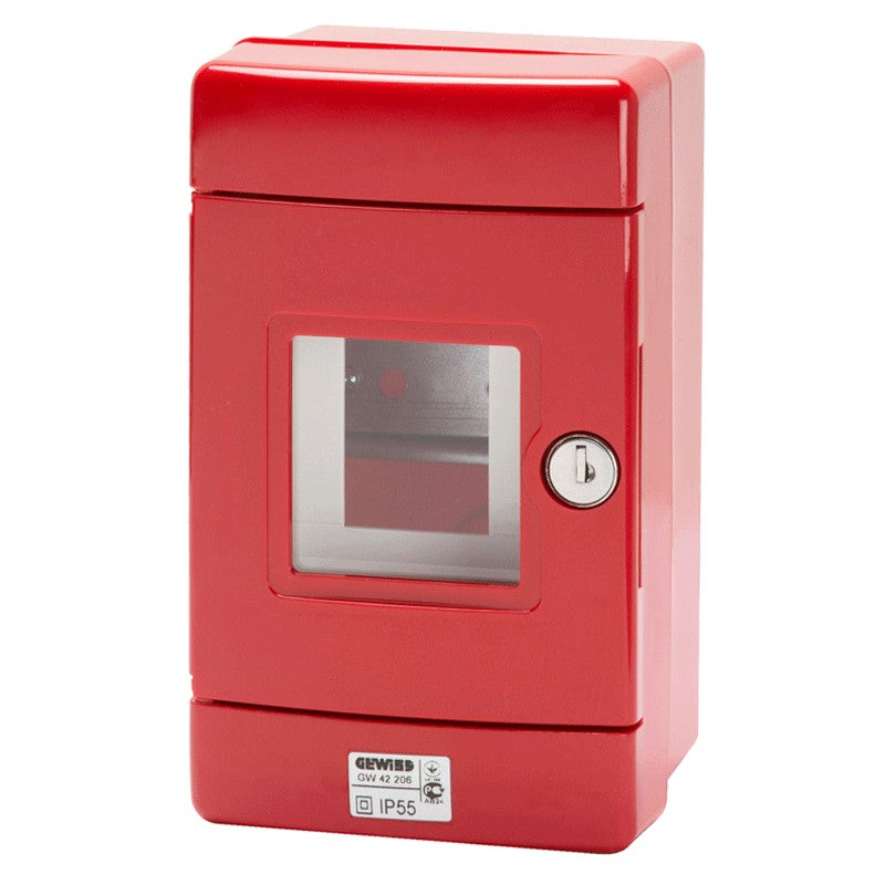 Centralino stagno Gewiss di emergenza rossa 4 moduli EN50022 GW42206 Centralino stagno Gewiss di emergenza rossa 4 moduli EN50022 GW42206